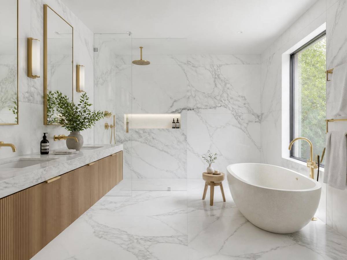 Salle de bain en marbre — après